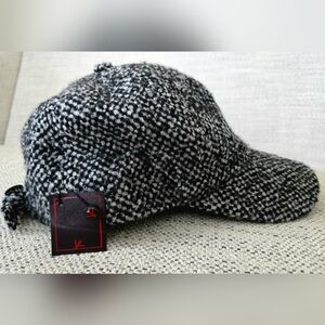 NWT ISAIA NAPOLI Black and White Cashmere/Silk Hat Made In Italy Size:58